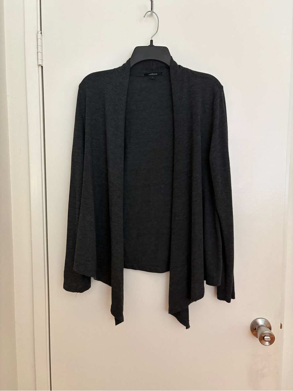 AMBIANCE Women's Open-Front Dark Gray Cardigan Sweater